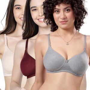 Kalyani Emily Seamless Light Padded Cups Multiway Straps Everyday Bra (Pack of 3)